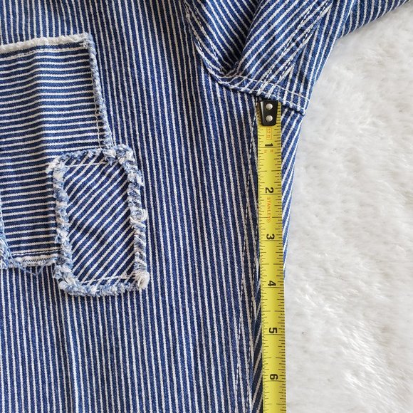 NOWADAYS Skinny Mid Rise Stretch Pinstripe Blue/White Girls Pants Size 14 - Picture 12 of 16